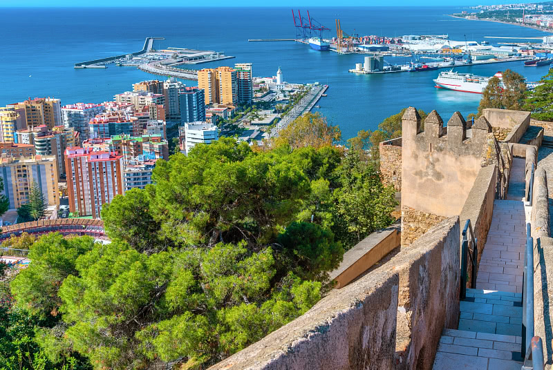 Näkymät Gibralfaro-linnakkeelta, Malaga